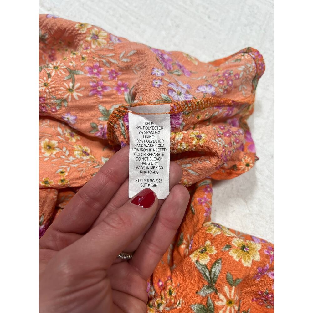 Rolla Coster Orange Ditsy Floral Strapless Sun Dress – Size M – EUC - Picture 7 of 8
